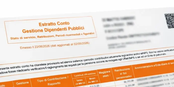 Foto di un estratto conto contributivo